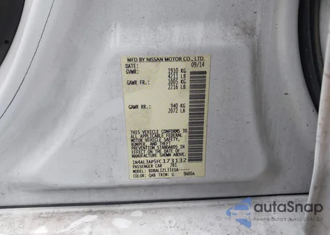 2015 Nissan Altima 2.5 Sv from USA, damaged, VIN 1N4AL3AP5FC173132